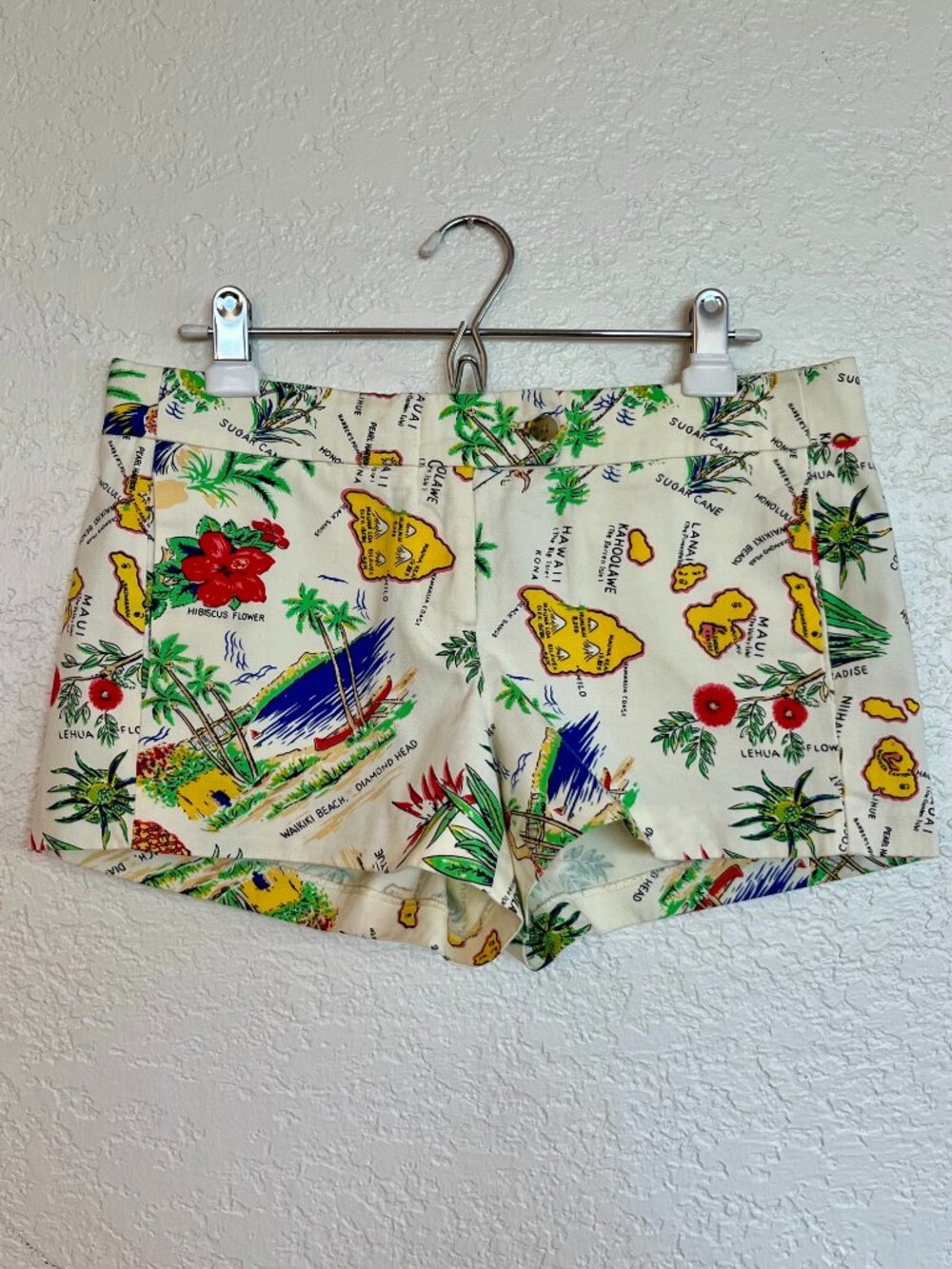 J. Crew City Fit Hawaiian Print Chino Shorts, Size 6